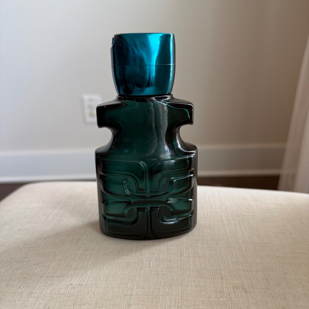 Vintage Avon Green Glass Cologne Bottle Empty 1970s Decor Dark‎ Teal Decorative